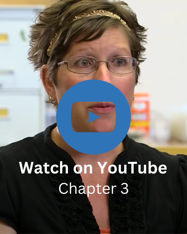 YouTube link with a white female school employee wearing glasses in a classroom.